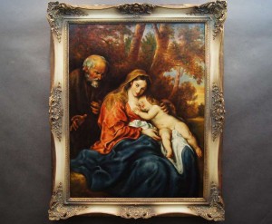 Stary obraz Święta rodzina odpoczynek Robert Vandenhouten