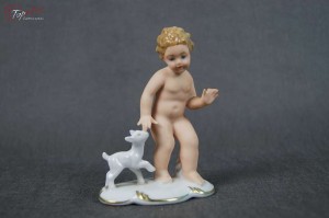 Porcelana Gerold .Figurka brzdąca z koźlęciem. Okaz !!!