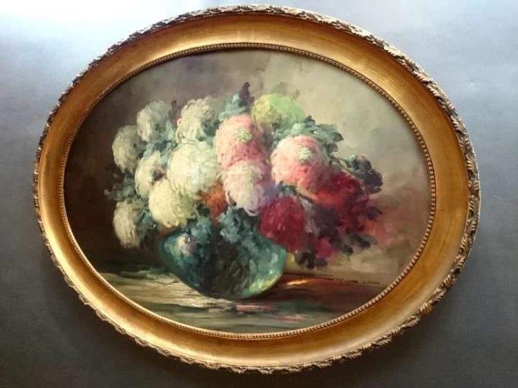 Obraz olejny UNIKAT RARYTAS Piwonie ~ HEDWIG PETERMANN ur.1877r