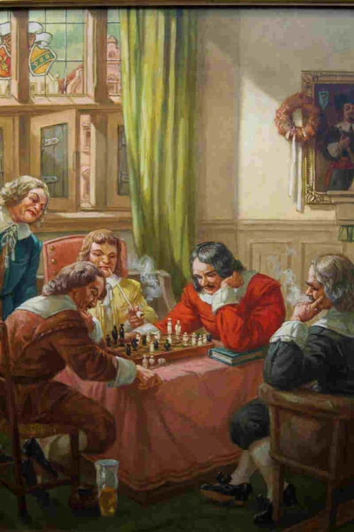 Stary obraz Szlacheckie zabawy partia szachów Hermann Prediger