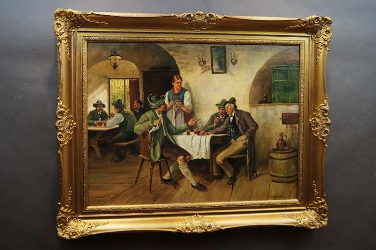 Stary obraz biesiada w oberży - Willy Lichtschlag