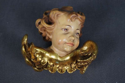 Wyjątkowa główka cherubinka drewniane putto !!!