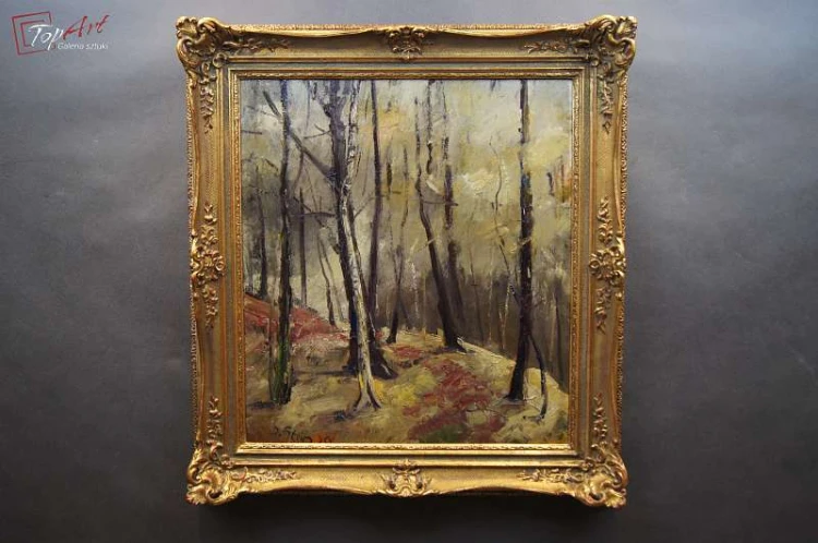 Stary obraz Josef Steib Jesienny Las 1929r