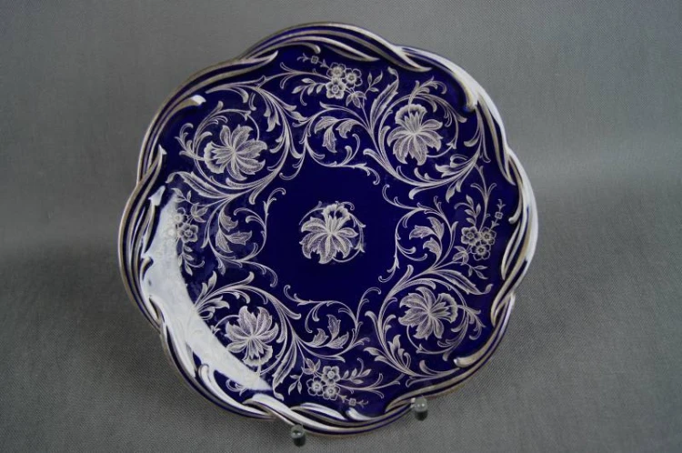 Jaeger kobaltowa duża porcelanowa patera