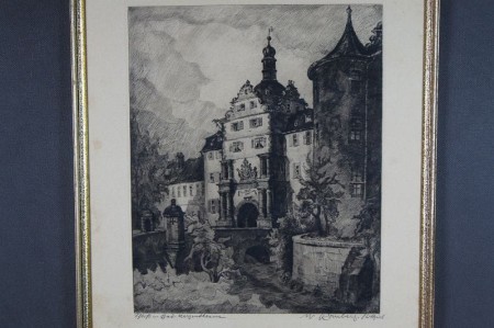 Walter Romberg duża grafika zamek Bad Mergentheim