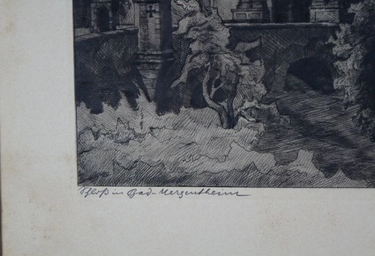 Walter Romberg duża grafika zamek Bad Mergentheim
