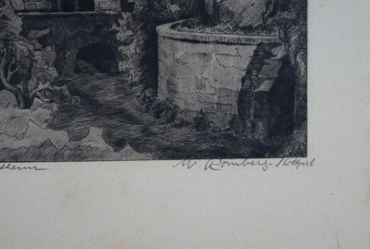 Walter Romberg duża grafika zamek Bad Mergentheim
