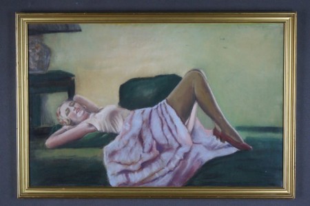 Pastel obraz Art Deco odpoczywająca kobieta