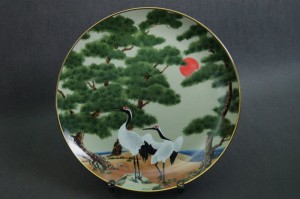 Żuraw mandżurski porcelanowy talerz kolekcja Japonia