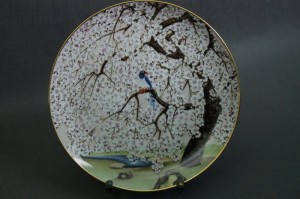 Ptak na kwitnącej wiśni talerz kolekcja Japonia