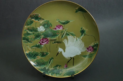 Żuraw / Tsuru porcelanowy talerz kolekcja Japonia