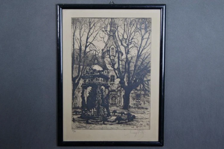 Zamek Wiesenburg akwaforta Georg Fritz