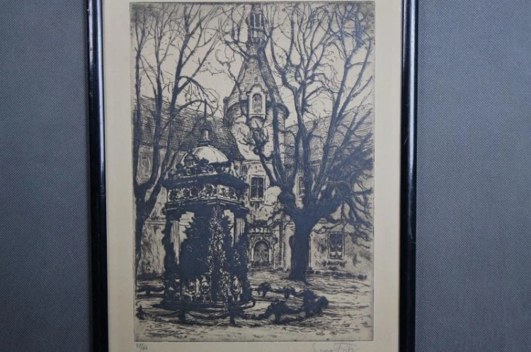 Zamek Wiesenburg akwaforta Georg Fritz