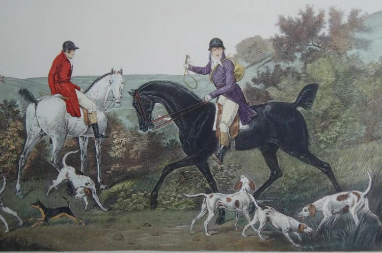 Litografia scena z polowania Carl Vernet