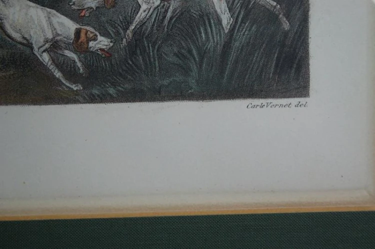 Litografia scena z polowania Carl Vernet