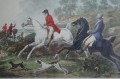 Scena z polowania stara litografia Carl Vernet