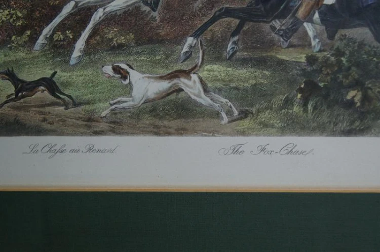 Scena z polowania stara litografia Carl Vernet