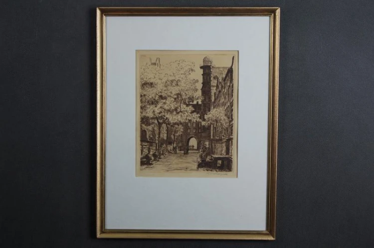 Gdańsk ulica Mariacka grafika akwaforta Berthold Hellingrath