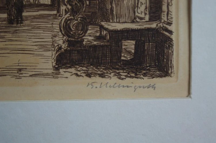 Gdańsk ulica Mariacka grafika akwaforta Berthold Hellingrath
