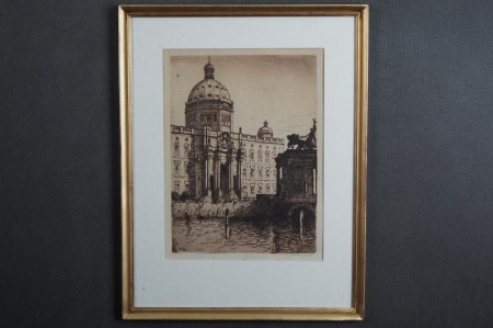 Berthold Hellingrath stara grafika Pałac akwaforta