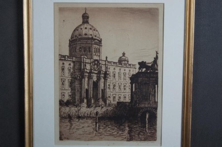 Berthold Hellingrath stara grafika Pałac akwaforta