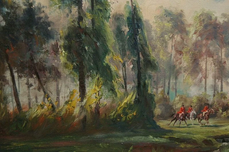 Polowanie par force wyśmienite malarstwo Bruno Krauel
