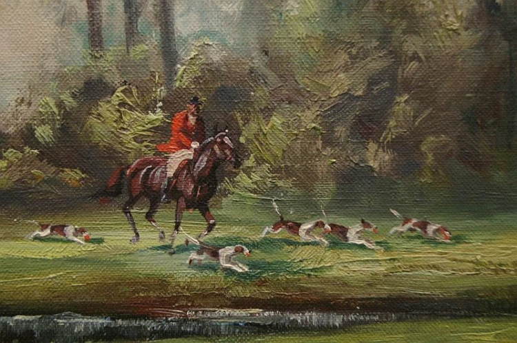 Polowanie par force wyśmienite malarstwo Bruno Krauel