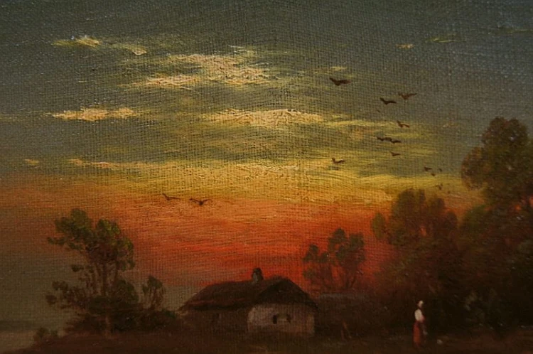 Idylliczny pejzaż o zachodzie słońca