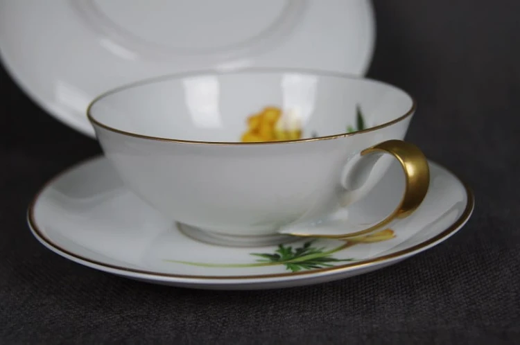 Herbaciane trio porcelana Hutschenreuther kwiat Pełnik