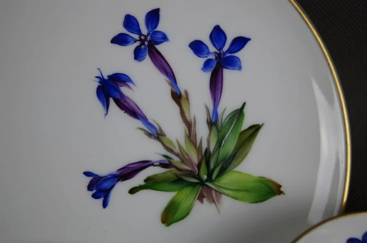 Porcelana Hutschenreuther kwiat Szafranu na śniadaniówce