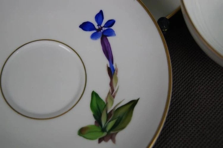 Porcelana Hutschenreuther kwiat Szafranu na śniadaniówce