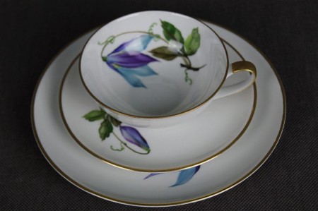 Trio do herbaty kwiat Powojnik na porcelanie Hutschenreuther