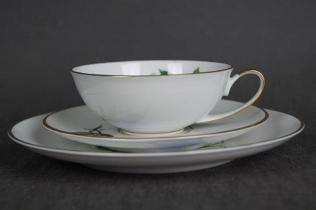 Trio do herbaty kwiat Powojnik na porcelanie Hutschenreuther