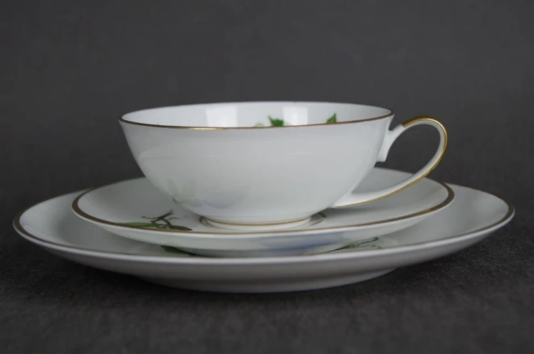 Trio do herbaty kwiat Powojnik na porcelanie Hutschenreuther