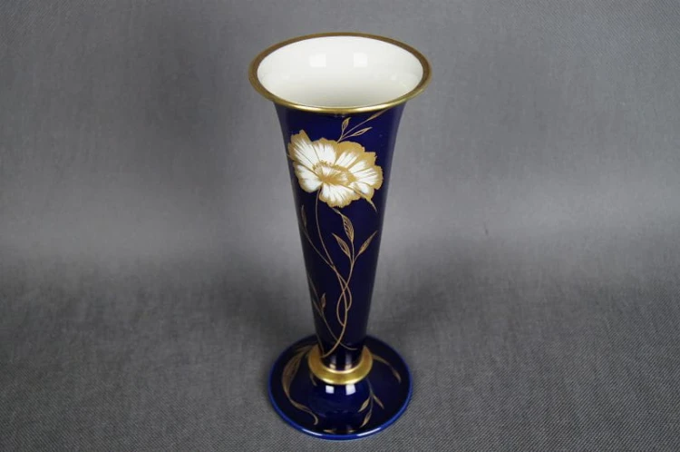 Porcelana Rosenthal wazon kobalt kwiaty złocenia