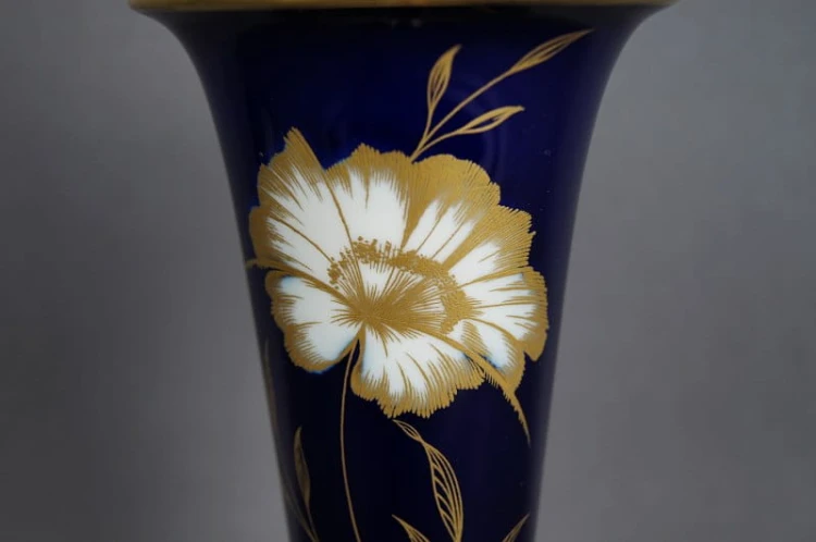 Porcelana Rosenthal wazon kobalt kwiaty złocenia