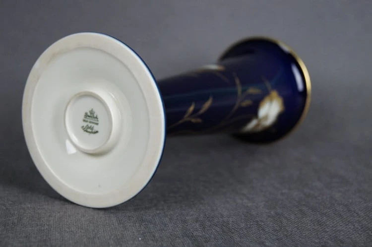 Porcelana Rosenthal wazon kobalt kwiaty złocenia