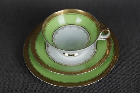 Kahla porcelanowy zielony zestaw śniadaniowy