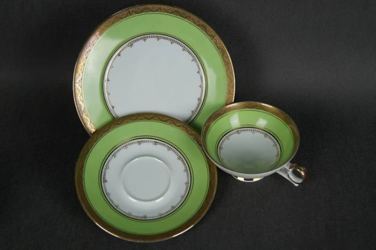 Kahla porcelanowy zielony zestaw śniadaniowy