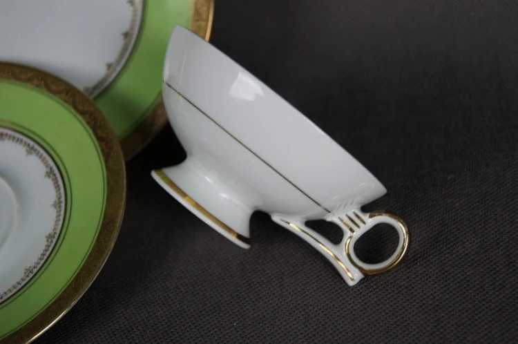 Kahla porcelanowy zielony zestaw śniadaniowy