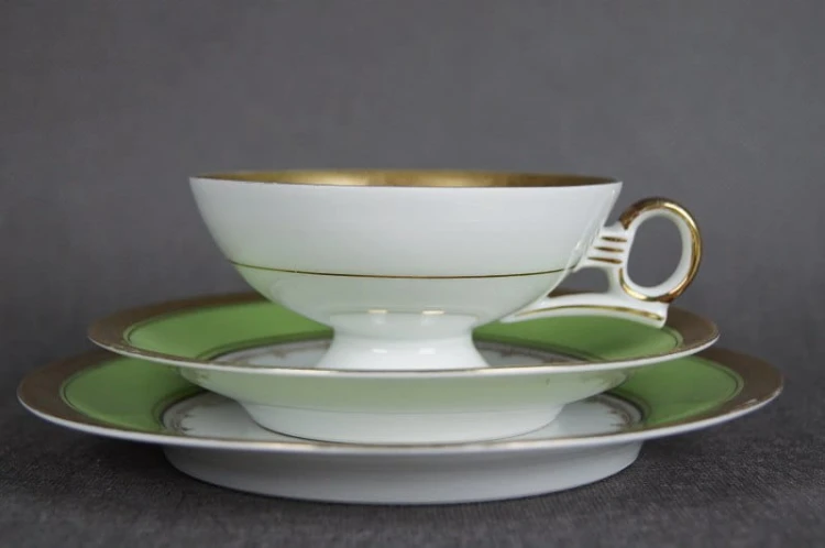 Kahla porcelanowy zielony zestaw śniadaniowy