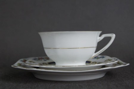 Porcelana Zeh Scherzer nietuzinkowe trio śniadaniowe