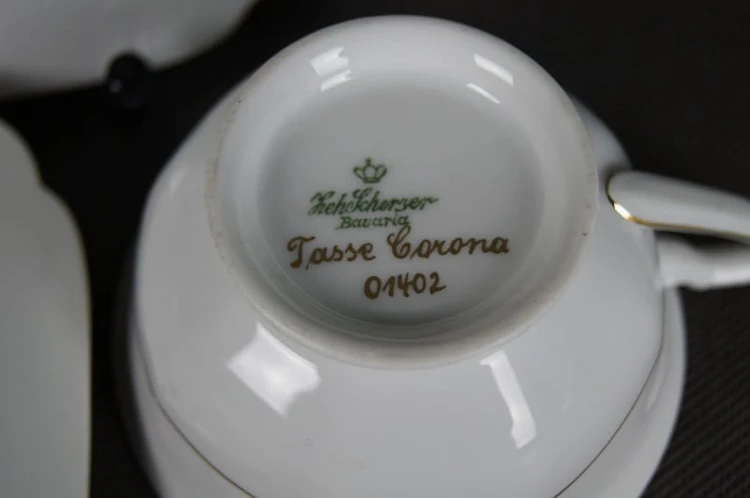 Porcelana Zeh Scherzer nietuzinkowe trio śniadaniowe