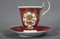 Burgundowe cacko do espresso złote kwiaty Rudolf Wachter