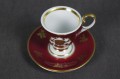Burgundowe cacko do espresso złote kwiaty Rudolf Wachter