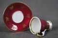 Burgundowe cacko do espresso złote kwiaty Rudolf Wachter