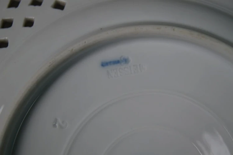 Ażurowa patera talerz wzór cebulowy porcelana Meissen