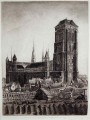 Gdańsk grafika Bazylika Mariacka Helma Fischer Oels akwaforta