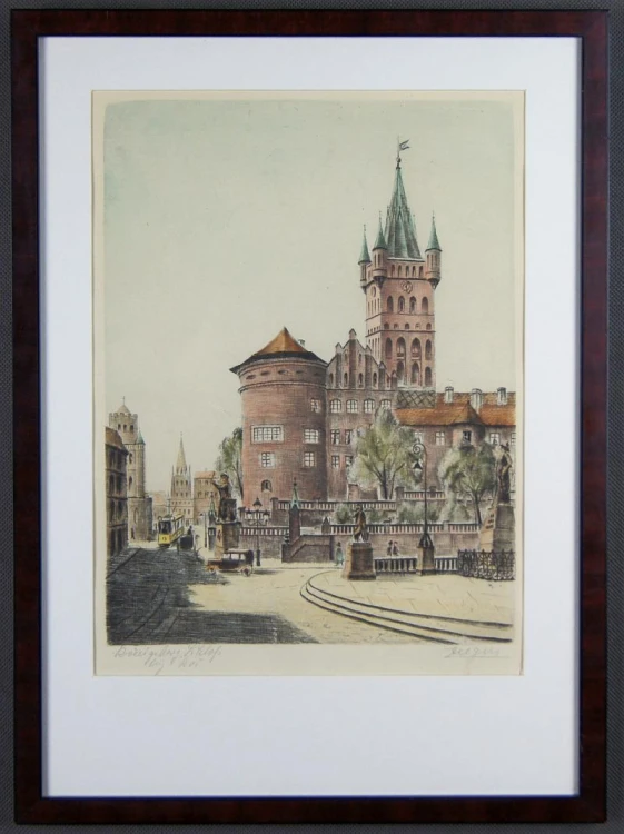 Grafika Królewiec - Konigsberg akwaforta kolorowana Zeegen