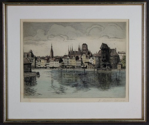 Gdańsk grafika Helma Fischer Oels akwaforta